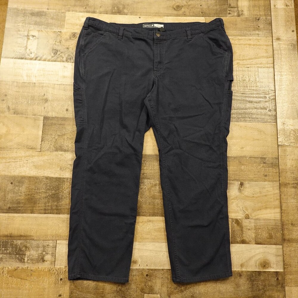 Carhartt Rugged Flex Canvas Work Pants Women’s 24W Regular Navy Loose Fit